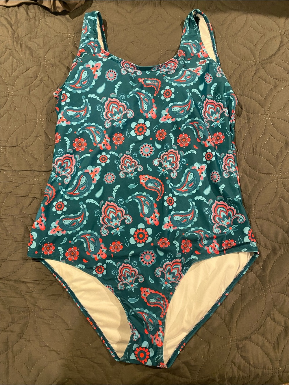 Teal Paisley Floral One-Piece Swimsuit - Women